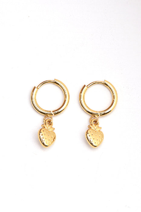 Earring stainless steel gold-plated strawberry heart-shaped