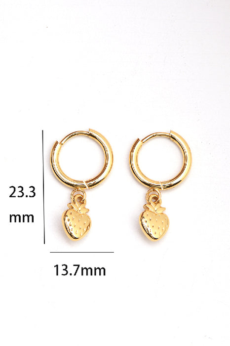 Earring stainless steel gold-plated strawberry heart-shaped