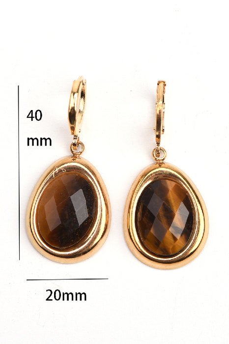 Ohrring Edelstahl vergoldet oval facettiertes Tigerauge
