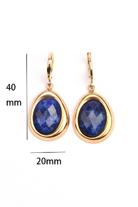 Ohrring Edelstahl vergoldet oval facettierter Lapis Lazuli