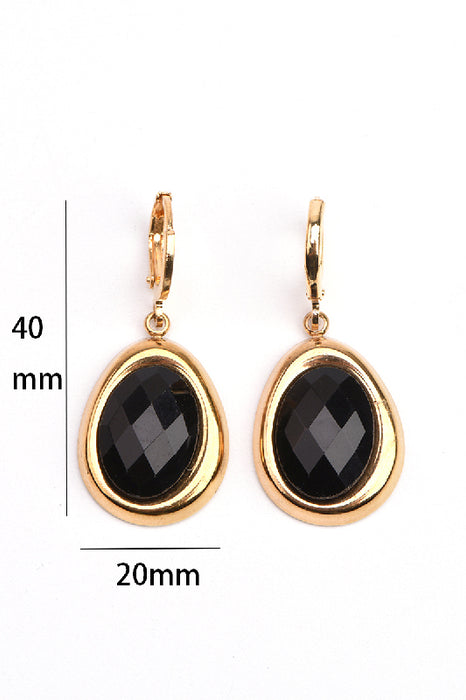 Ohrring Edelstahl vergoldet oval facettierter schwarzer Obsidian