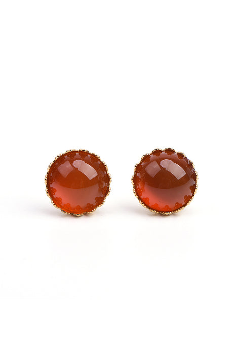 Earring stainless steel gold-plated carnelian
