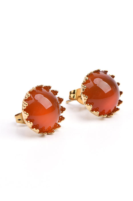 Earring stainless steel gold-plated carnelian