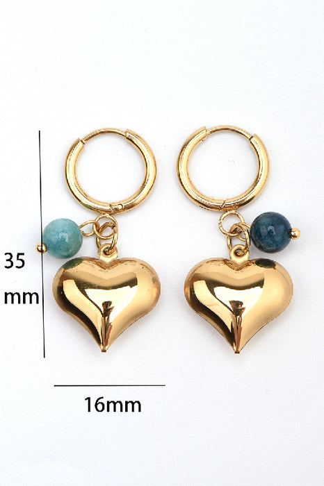 Ohrring Edelstahl vergoldet Herz mit blauer Apatit Perle