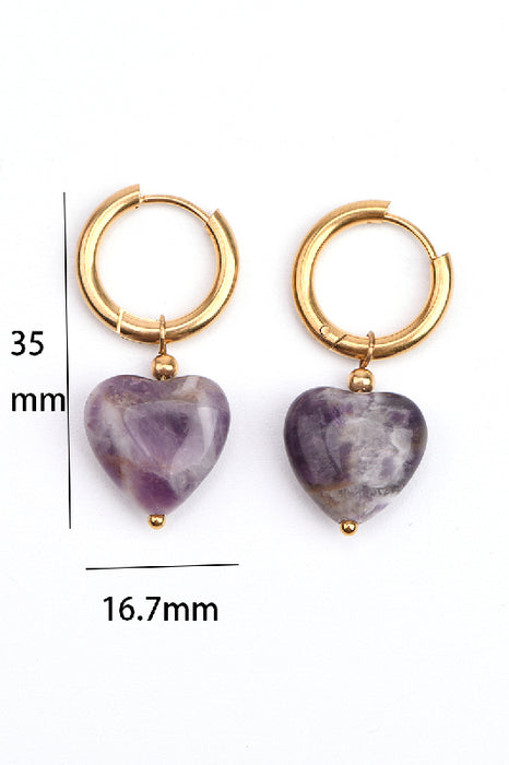 Ohrring Edelstahl vergoldet mit Herz aus Amethyst