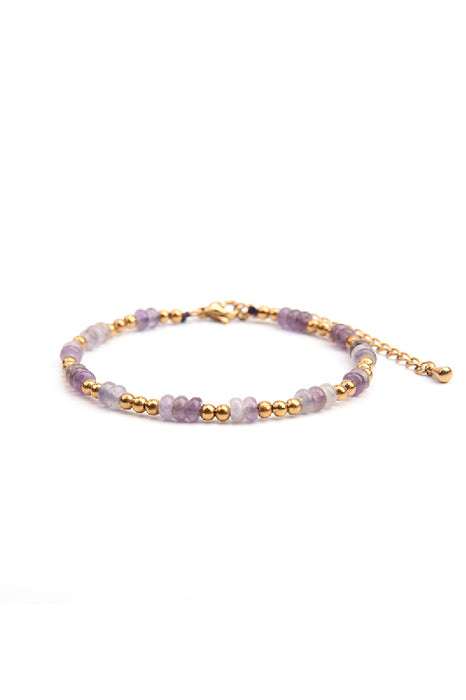 Bracelet en acier inoxydable doré, réglable, améthyste