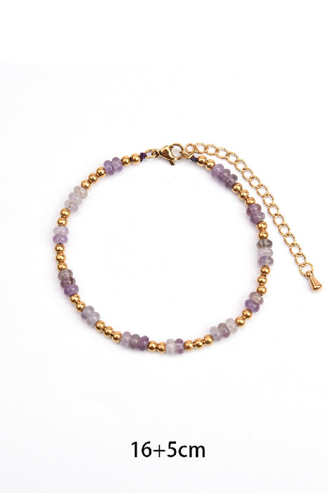 Bracelet en acier inoxydable doré, réglable, améthyste