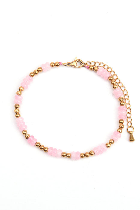 Bracelet acier inoxydable plaqué or ajustable quartz rose
