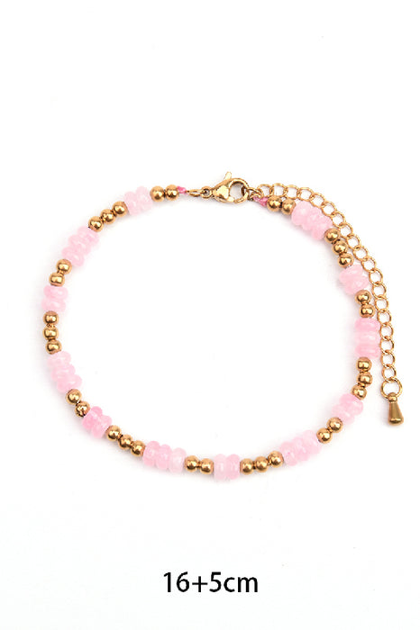 Bracelet acier inoxydable plaqué or ajustable quartz rose