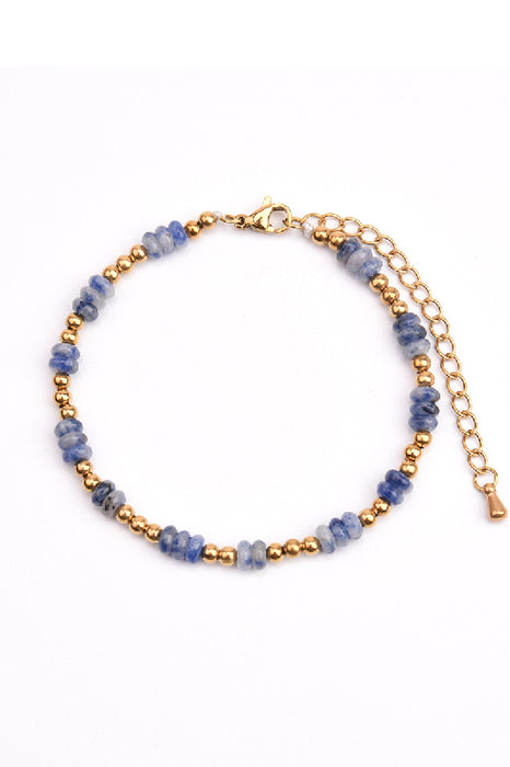 Bracelet stainless steel gold-plated adjustable Blue Spot Stone