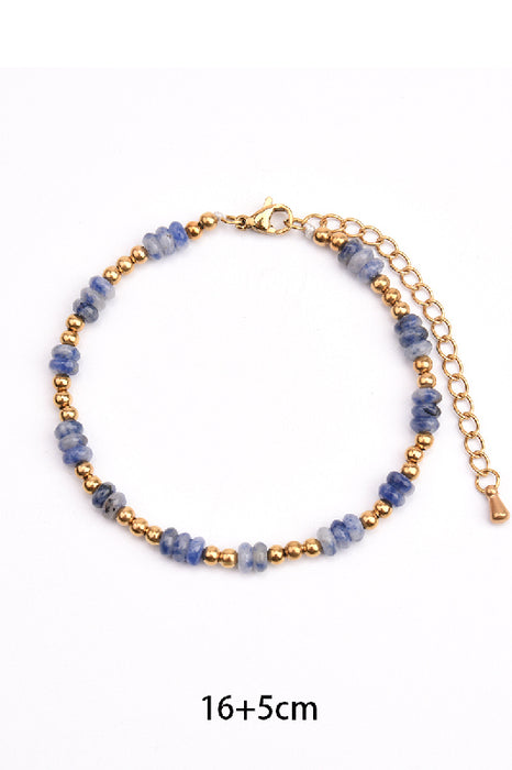 Bracelet stainless steel gold-plated adjustable Blue Spot Stone