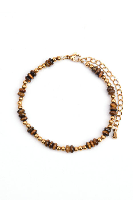 Bracelet acier inoxydable plaqué or ajustable œil de tigre