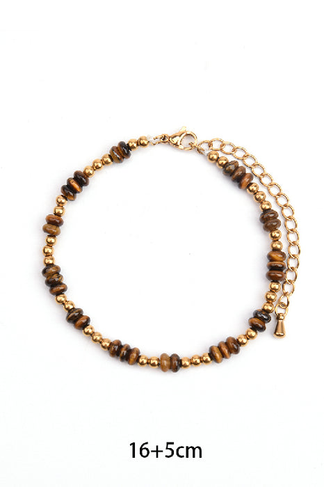 Bracelet acier inoxydable plaqué or ajustable œil de tigre