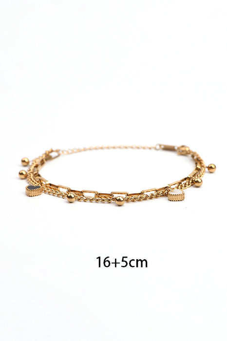 Bracelet stainless steel gold-plated adjustable mother-of-pearl hearts