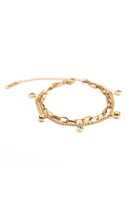 Bracelet stainless steel gold-plated adjustable cubic zirconia