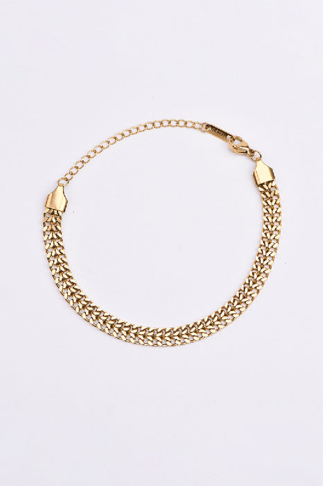Bracelet acier inoxydable plaqué or ajustable tressé