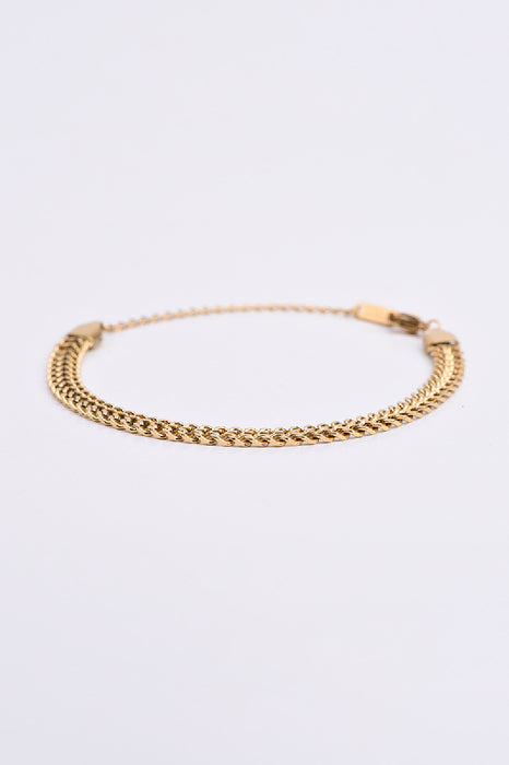 Bracelet acier inoxydable plaqué or ajustable tressé