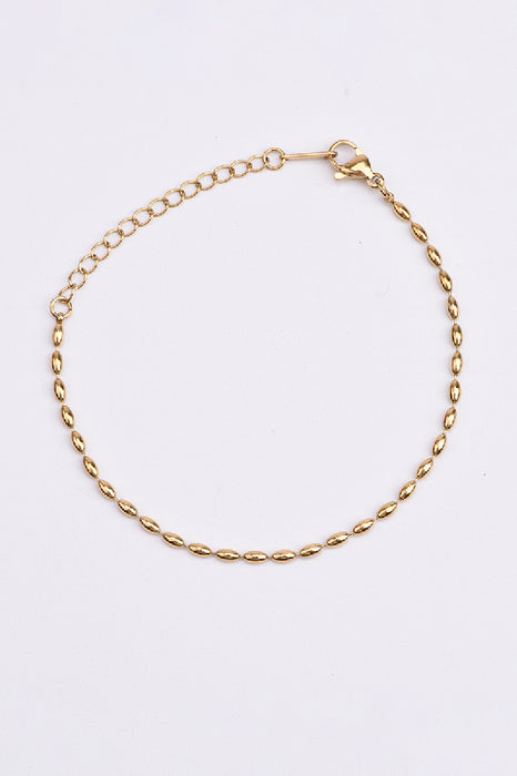 Bracelet en acier inoxydable plaqué or, réglable, perles de 2 mm