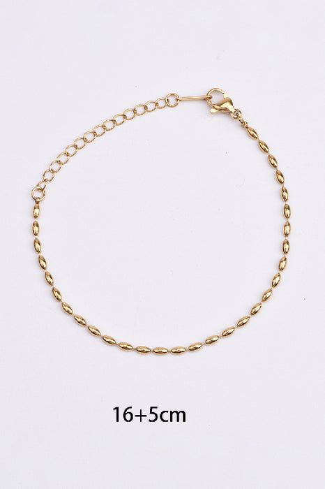 Bracelet en acier inoxydable plaqué or, réglable, perles de 2 mm