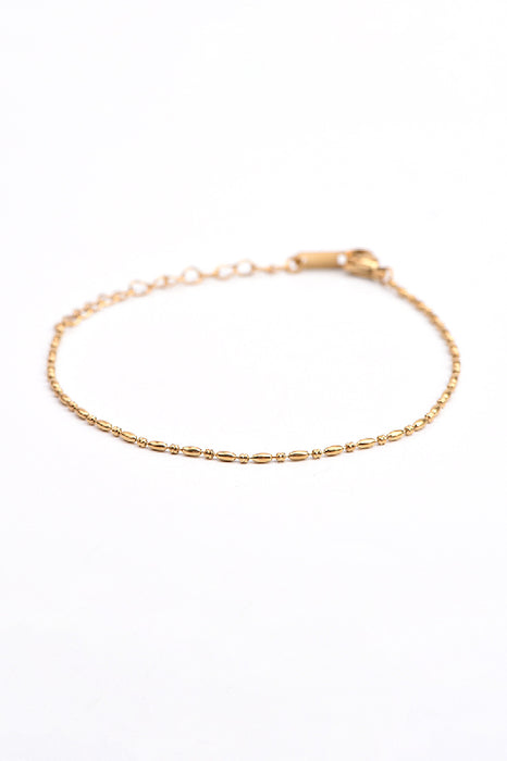 Bracelet acier inoxydable plaqué or ajustable perles de 1.5mm