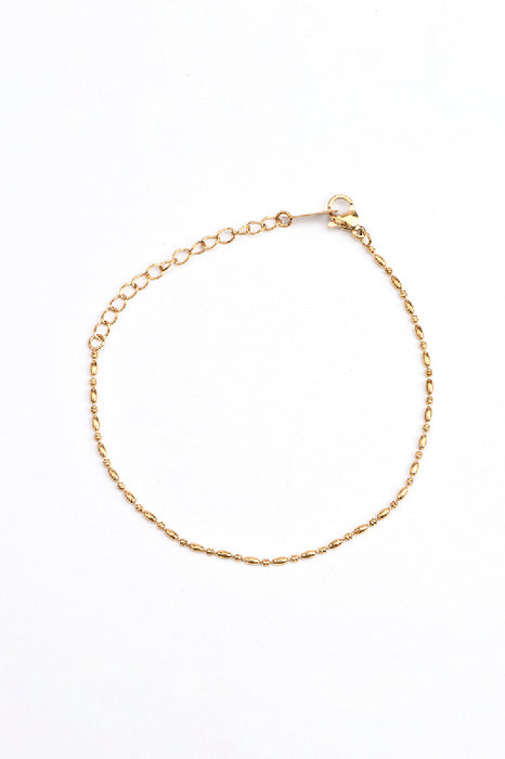 Bracelet acier inoxydable plaqué or ajustable perles de 1.5mm