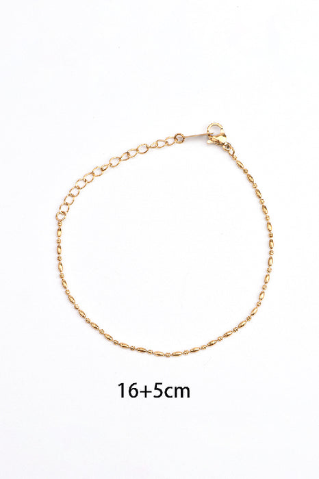 Bracelet acier inoxydable plaqué or ajustable perles de 1.5mm