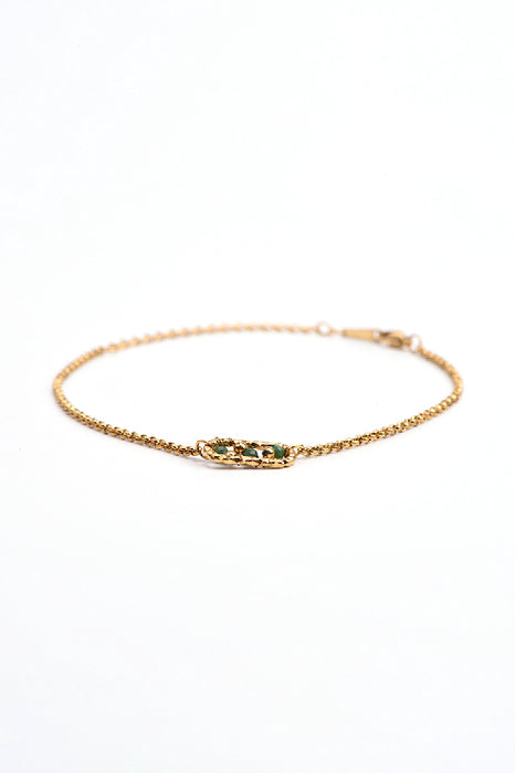 Bracelet stainless steel gold plated adjustable 3 beads African turquoise