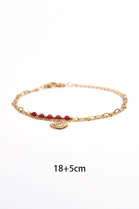 Bracelet stainless steel gold-plated adjustable golden sandstone with heart charm
