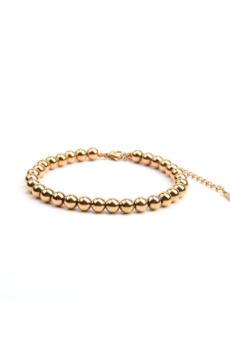 Bracelet en acier inoxydable plaqué or réglable billes 5mm