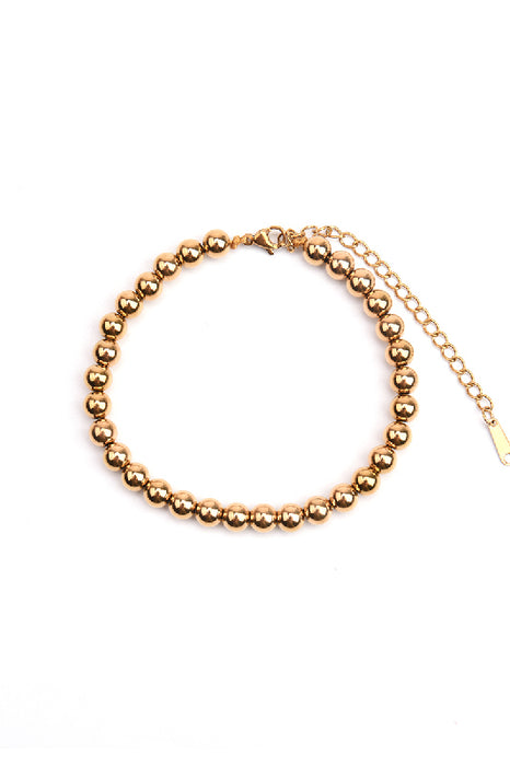 Bracelet en acier inoxydable plaqué or réglable billes 5mm