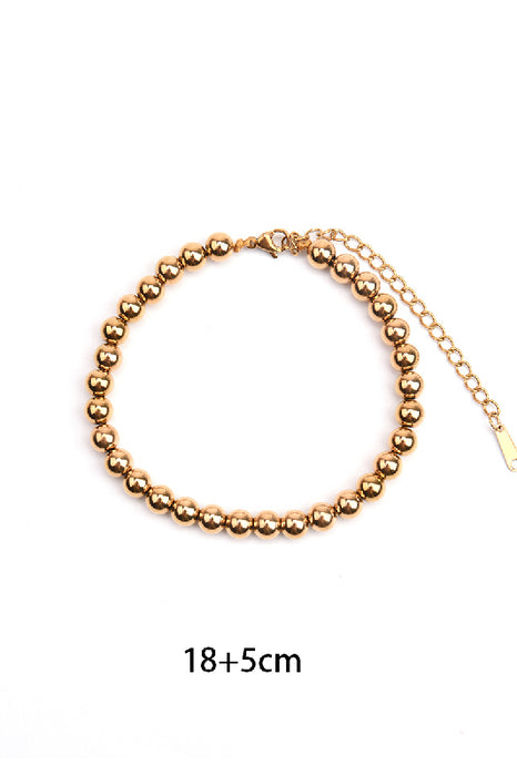 Bracelet en acier inoxydable plaqué or réglable billes 5mm