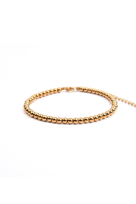 Bracelet stainless steel gold-plated adjustable beads 3mm