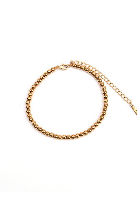 Bracelet stainless steel gold-plated adjustable beads 3mm