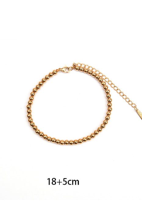 Bracelet stainless steel gold-plated adjustable beads 3mm
