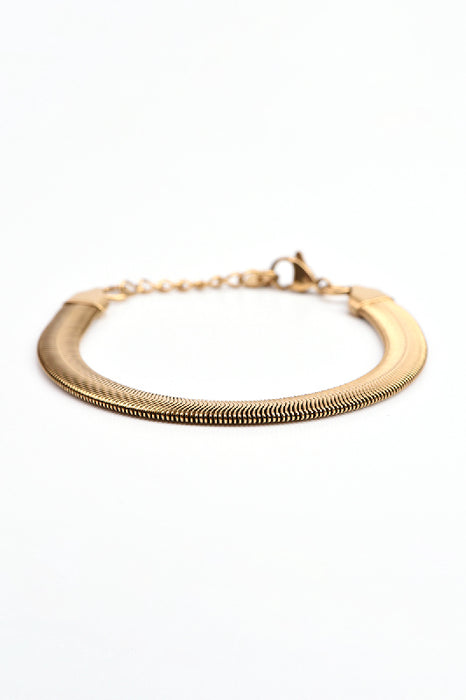 Bracelet acier inoxydable plaqué or ajustable chaîne serpent 8mm