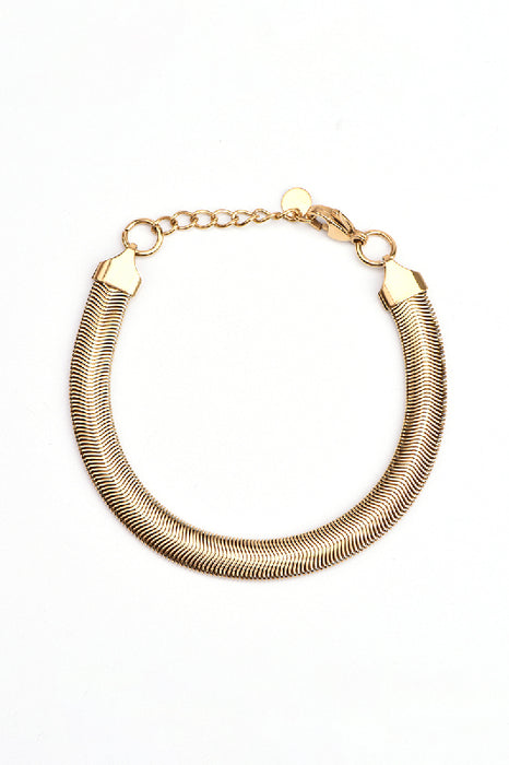 Bracelet acier inoxydable plaqué or ajustable chaîne serpent 8mm