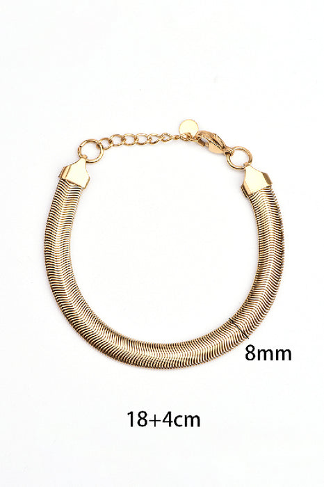 Bracelet acier inoxydable plaqué or ajustable chaîne serpent 8mm