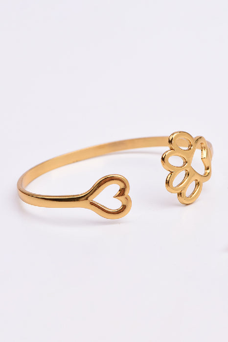 Bangle stainless steel gold-plated adjustable lotus flower / heart