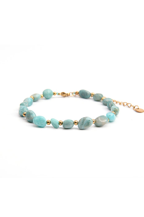 Armband Edelstahl vergoldet verstellbar Chipsteine blauer Amazonit