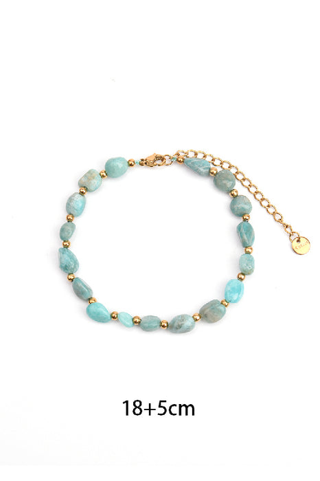 Armband Edelstahl vergoldet verstellbar Chipsteine blauer Amazonit