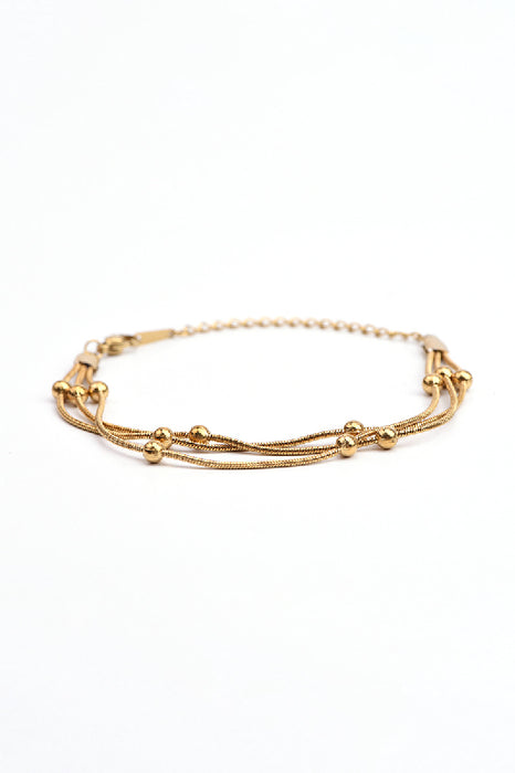 Bracelet en acier inoxydable plaqué or réglable triple chaîne serpent fine