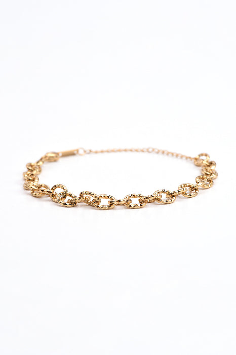 Bracelet acier inoxydable plaqué or chaîne à maillons réglable