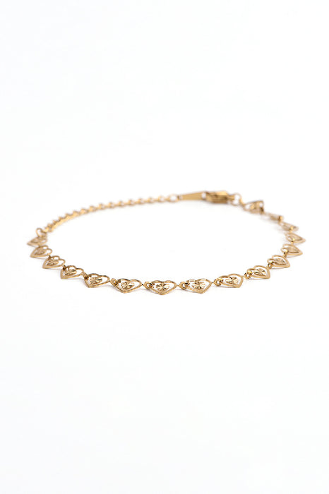 Bracelet acier inoxydable plaqué or ajustable chaîne cœur