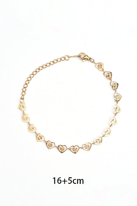 Bracelet acier inoxydable plaqué or ajustable chaîne cœur