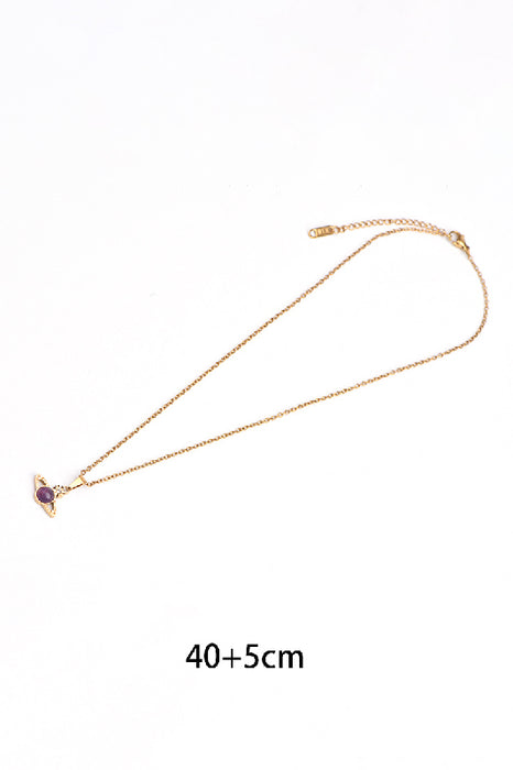 Kette Edelstahl vergoldet 40+5cm Amethyst und Zirkonia
