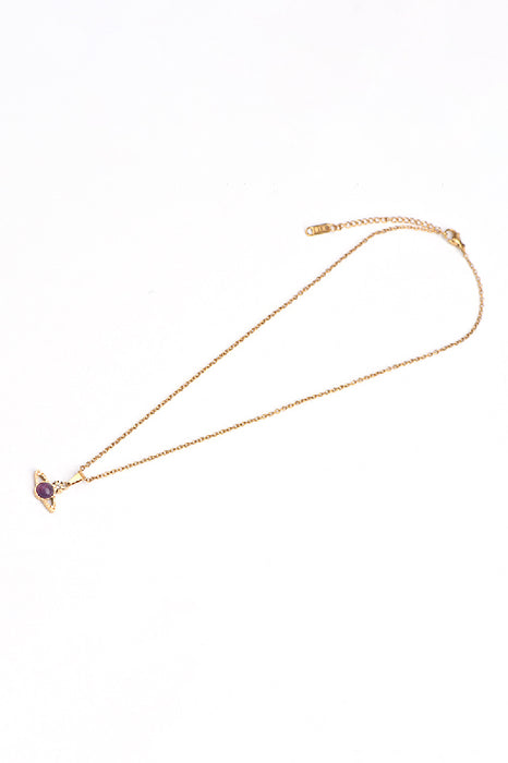 Kette Edelstahl vergoldet 40+5cm Amethyst und Zirkonia