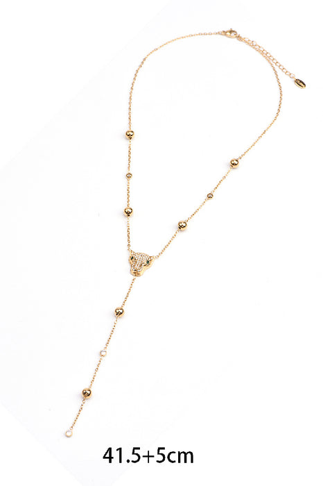 Kette Edelstahl vergoldet 41.5+5cm Leopardenkopf mit Zirkonia Klasse 5A