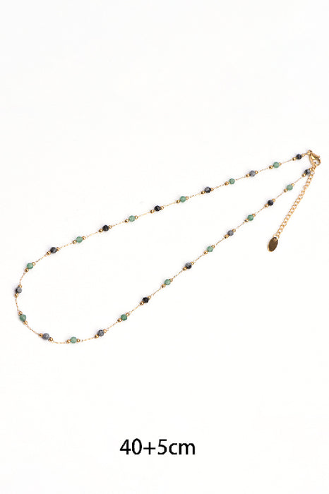 Kette Edelstahl vergoldet 40+5cm facettierter Achat und grüner Aventurin