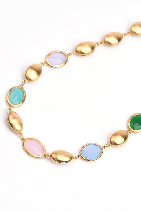 Kette Edelstahl vergoldet 41+5cm Regenbogen Opalit