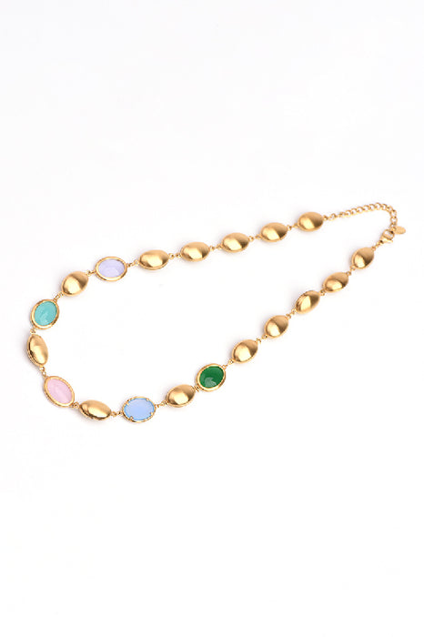 Kette Edelstahl vergoldet 41+5cm Regenbogen Opalit